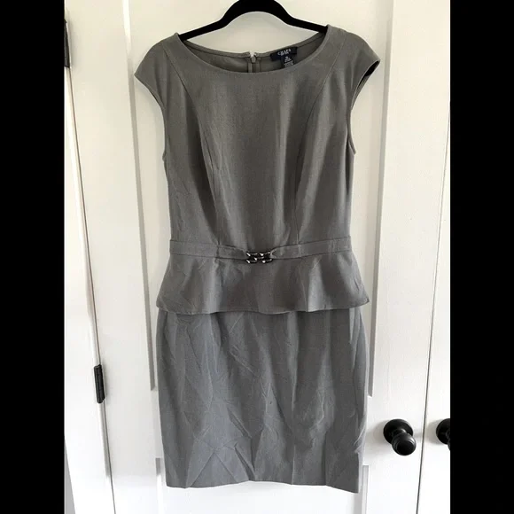 Chaps | Dresses | Chaps Peplum Grey Dress | Poshmark